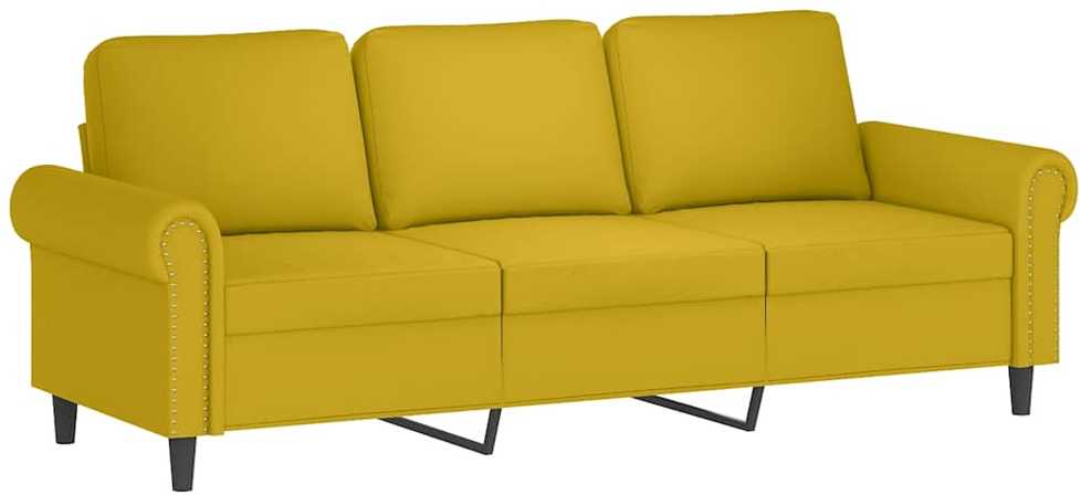 Sofa Sofos komplektas su pagalvėlėmis, 3 dalių, geltonas, aksomas