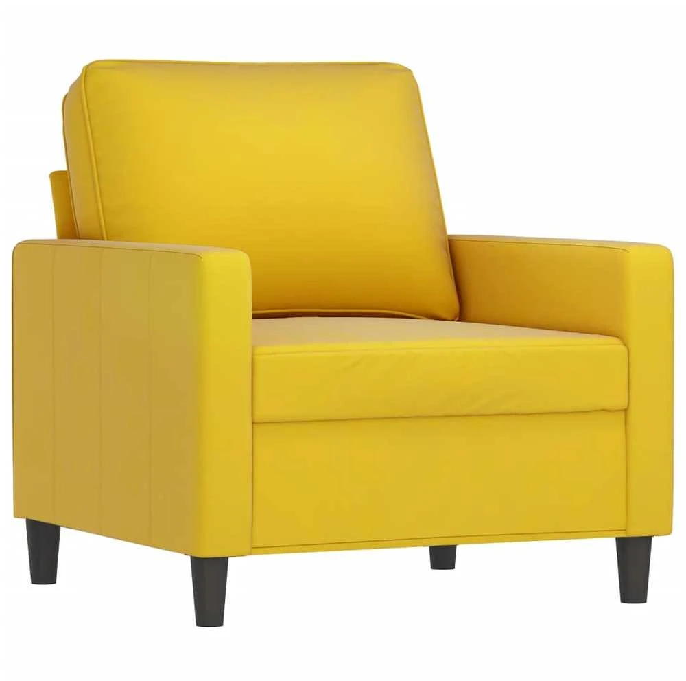 Sofa Sofos komplektas su pagalvėlėmis, 3 dalių, geltonas, aksomas
