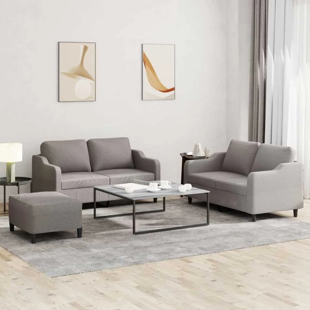 Sofa Sofos komplektas su pagalvėlėmis, 3 dalių, taupe, audinys