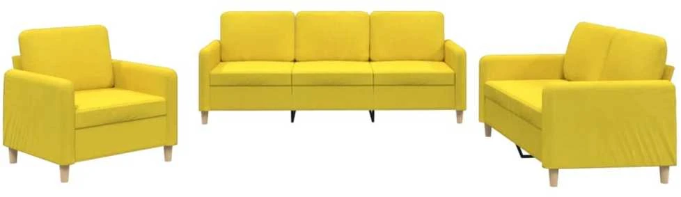 Sofa Sofos komplektas su pagalvėlėmis, 3 dalių, geltonas, audinys