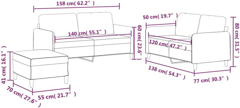 Sofa Sofos komplektas su pagalvėlėmis, 3 dalių, juodas, audinys