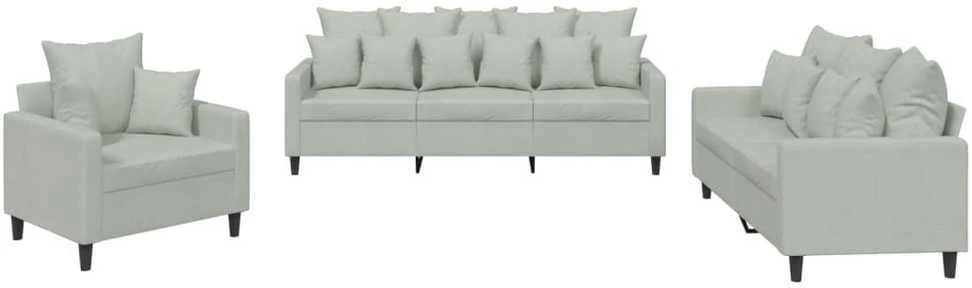 Sofa Sofos komplektas su pagalvėlėmis, 3 dalių, pilkas, aksomas