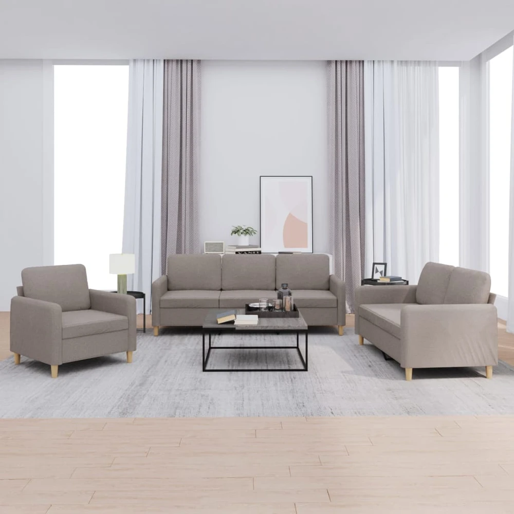 Sofa Sofos komplektas su pagalvėlėmis, 3 dalių, taupe, audinys