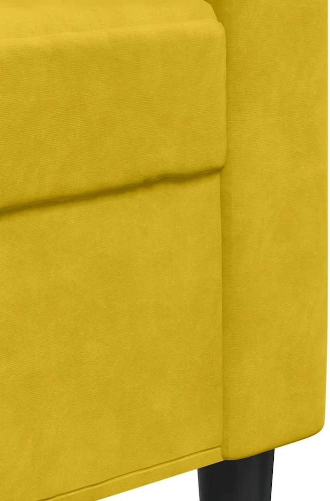 Sofa Sofos komplektas su pagalvėlėmis, 3 dalių, geltonas, aksomas