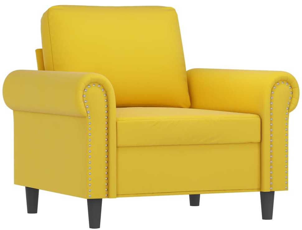 Sofa Sofos komplektas su pagalvėlėmis, 3 dalių, geltonas, aksomas