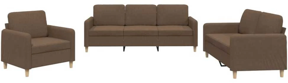 Sofa Sofos komplektas su pagalvėlėmis, 3 dalių, rudas, audinys