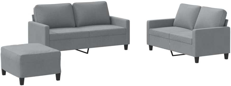Sofa Sofos komplektas su pagalvėlėmis, 3 dalių, pilkas, audinys