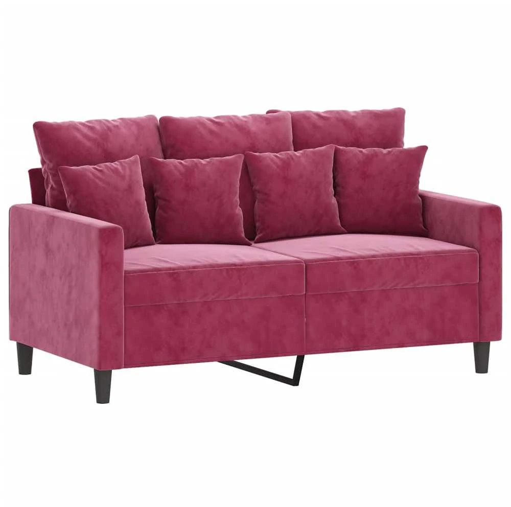 Sofa Sofos komplektas su pagalvėlėmis, 3 dalių, vyno, aksomas