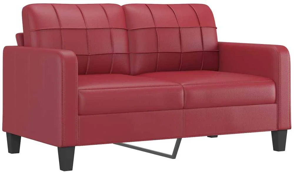 Sofa Sofos komplektas su pagalvėlėmis, 3 dalių, vyno, dirbtinė oda