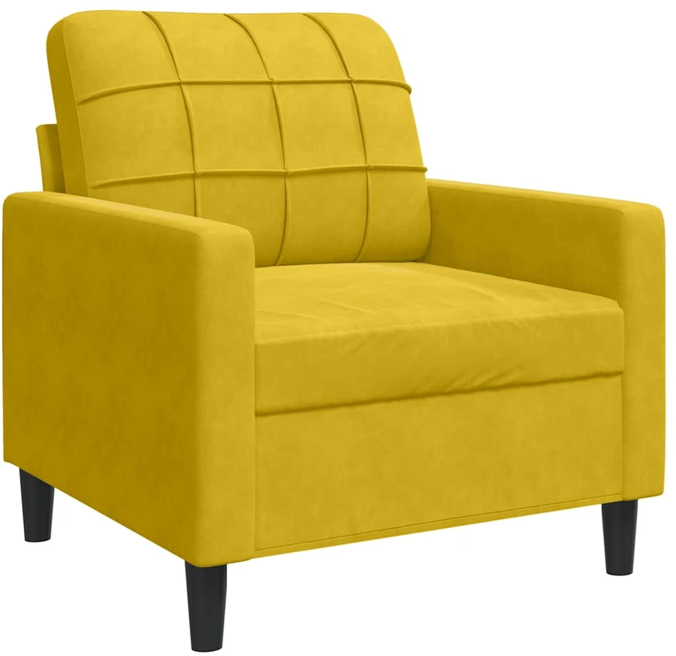 Sofa Sofos komplektas su pagalvėlėmis, 4 dalių, geltonas, aksomas