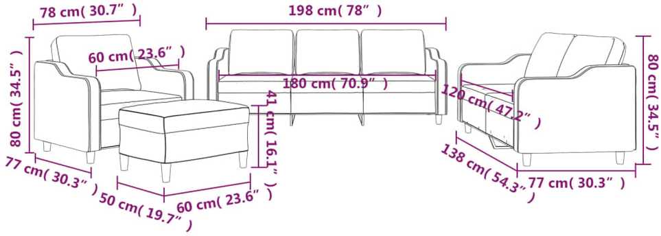 Sofa Sofos komplektas su pagalvėlėmis, 4 dalių, vyno, audinys