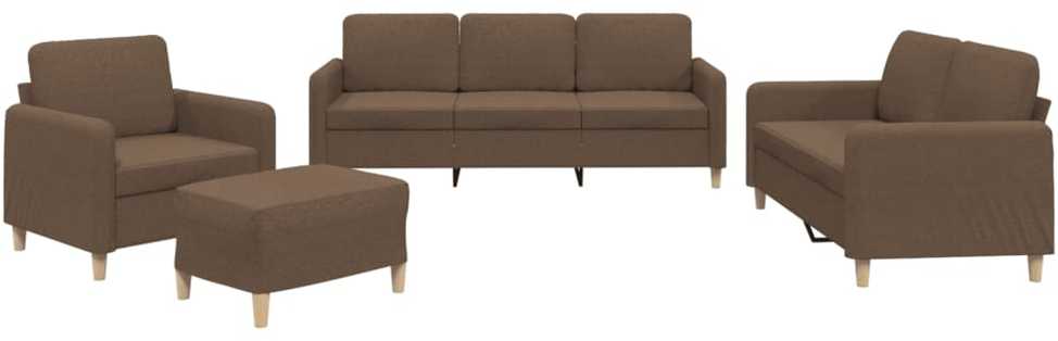 Sofa Sofos komplektas su pagalvėlėmis, 4 dalių, rudas, audinys