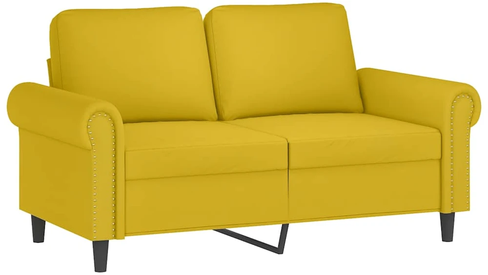 Sofa Sofos komplektas su pagalvėlėmis, 4 dalių, geltonas, aksomas