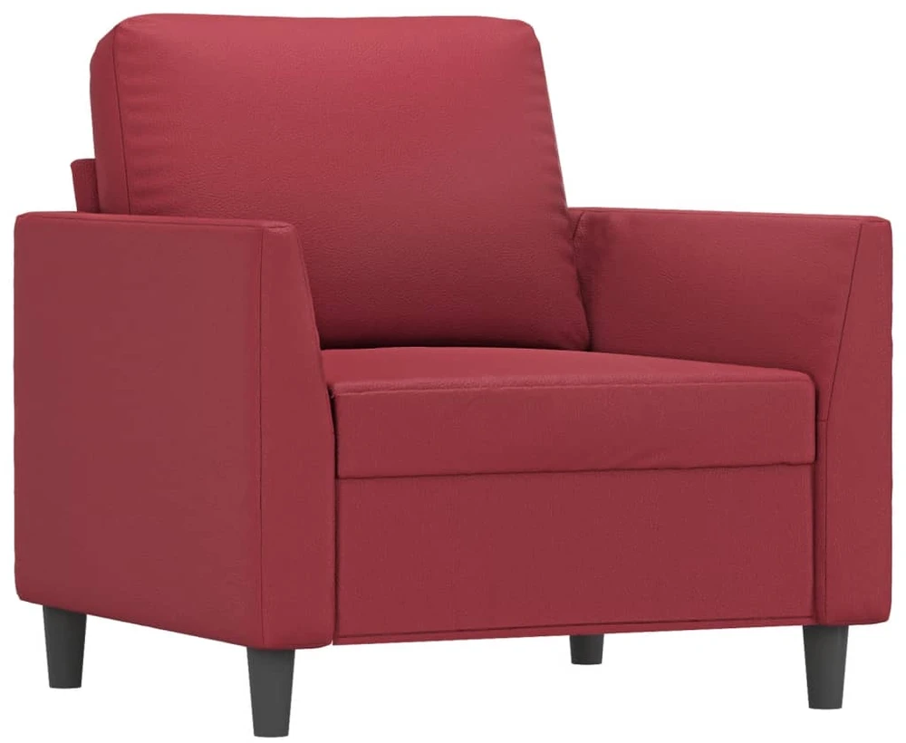 Sofa Sofos komplektas su pagalvėlėmis, 4 dalių, vyno, dirbtinė oda