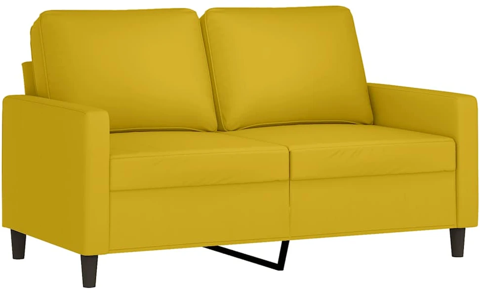 Sofa Sofos komplektas su pagalvėlėmis, 4 dalių, geltonas, aksomas