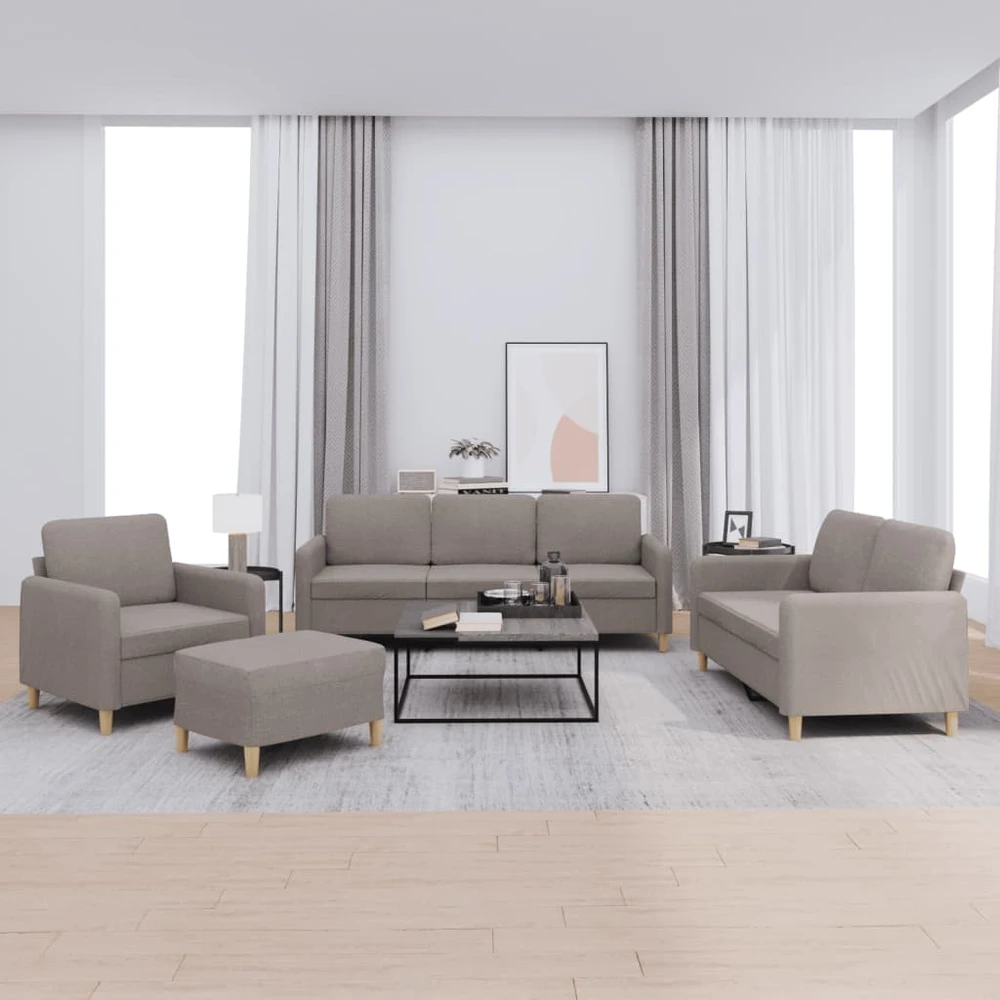 Sofa Sofos komplektas su pagalvėlėmis, 4 dalių, taupe, audinys