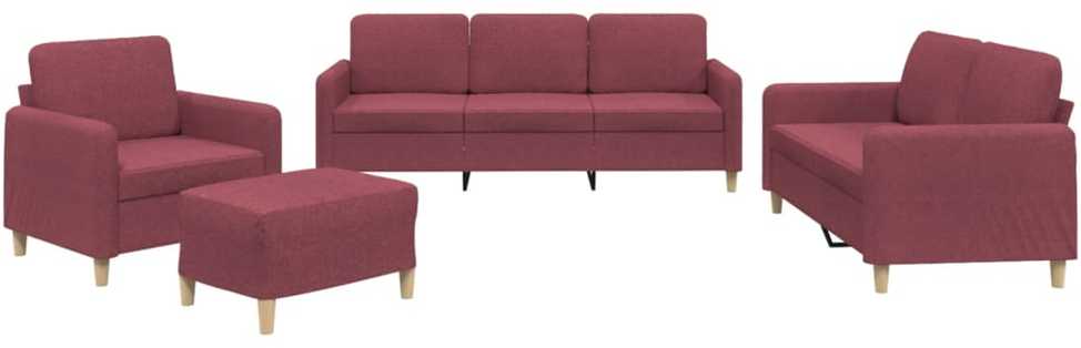 Sofa Sofos komplektas su pagalvėlėmis, 4 dalių, vyno, audinys