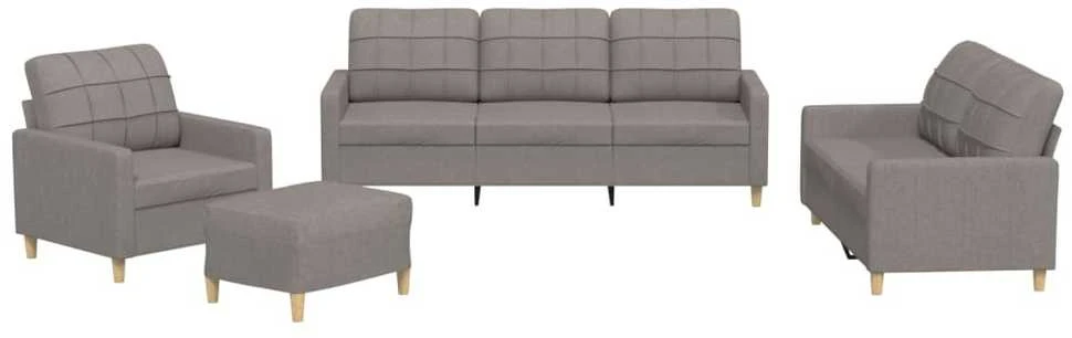 Sofa Sofos komplektas su pagalvėlėmis, 4 dalių, taupe, audinys