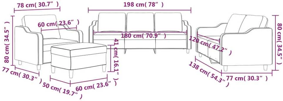 Sofa Sofos komplektas su pagalvėlėmis, 4 dalių, kreminis, audinys