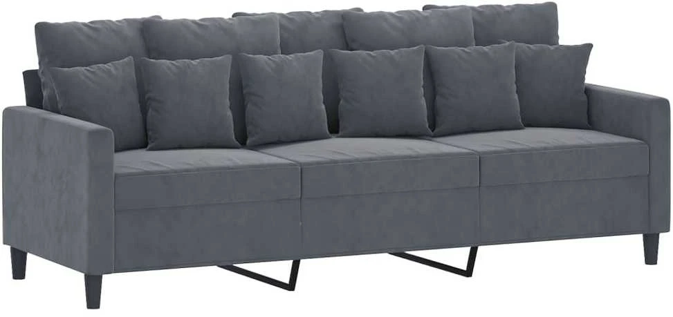 Sofa Sofos komplektas su pagalvėlėmis, 4 dalių, pilkas, aksomas