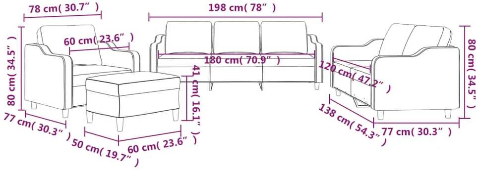 Sofa Sofos komplektas su pagalvėlėmis, 4 dalių, pilkas, audinys