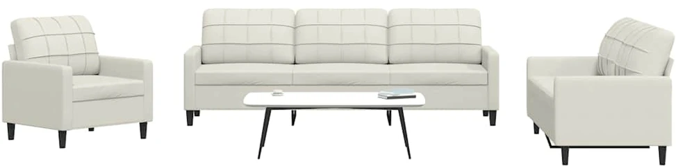 Sofa Sofos komplektas su pagalvėlėmis, 4 dalių, kreminis, aksomas