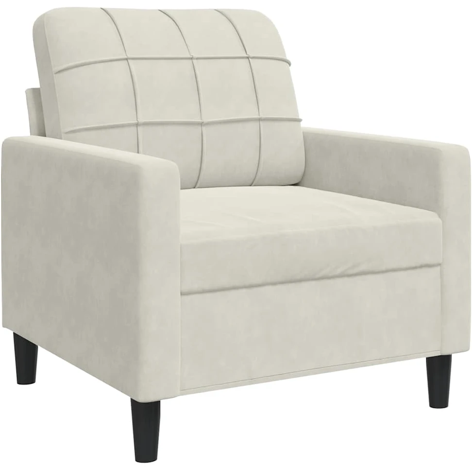 Sofa Sofos komplektas su pagalvėlėmis, 4 dalių, kreminis, aksomas