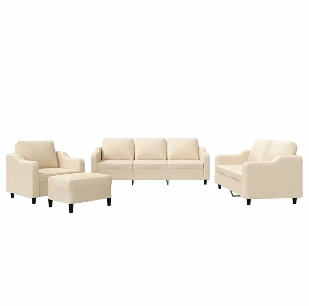 Sofa Sofos komplektas su pagalvėlėmis, 4 dalių, kreminis, audinys