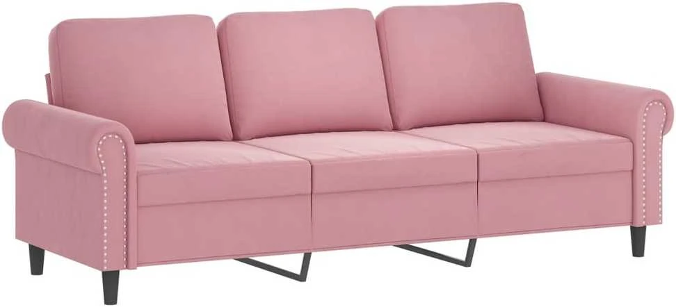 Sofa Sofos komplektas su pagalvėlėmis, 4 dalių, rožinis, aksomas