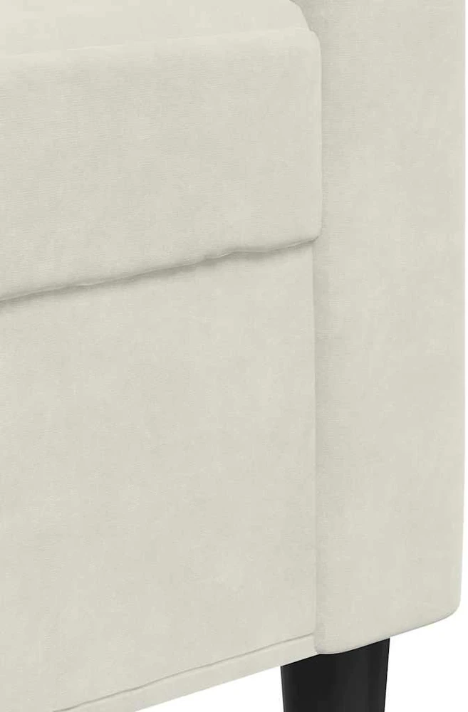 Sofa Sofos komplektas su pagalvėlėmis, 4 dalių, kreminis, aksomas