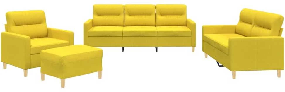 Sofa Sofos komplektas su pagalvėlėmis, 4 dalių, geltonas, audinys