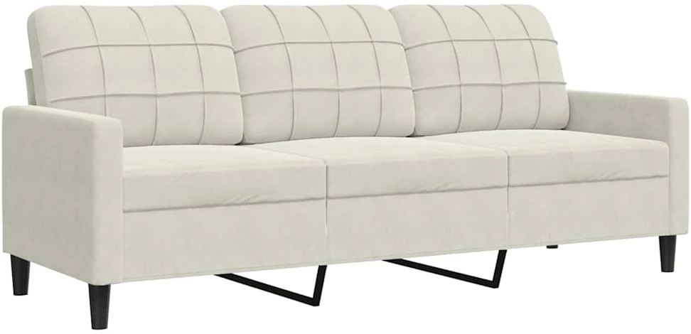 Sofa Sofos komplektas su pagalvėlėmis, 4 dalių, kreminis, aksomas