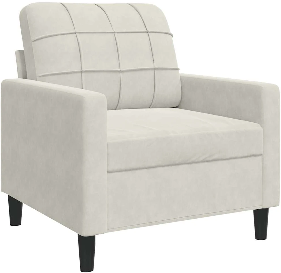 Sofa Sofos komplektas su pagalvėlėmis, 4 dalių, kreminis, aksomas