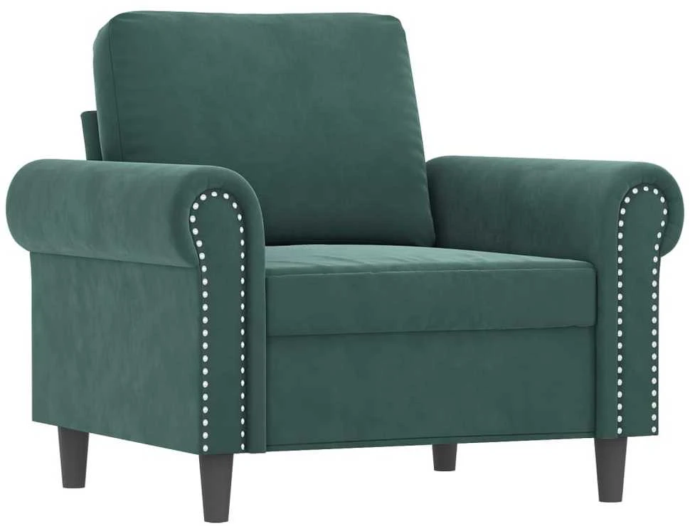 Sofa Sofos komplektas su pagalvėlėmis, 4 dalių, žalias, aksomas