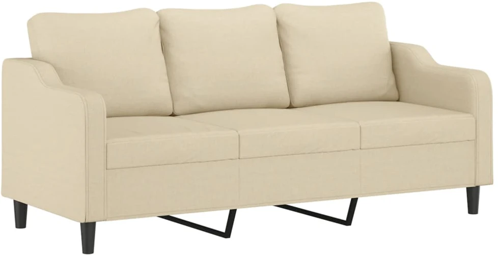 Sofa Sofos komplektas su pagalvėlėmis, 4 dalių, kreminis, audinys