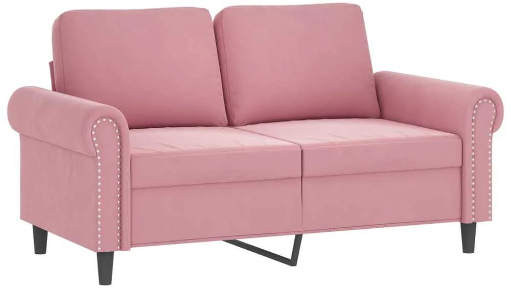 Sofa Sofos komplektas su pagalvėlėmis, 4 dalių, rožinis, aksomas