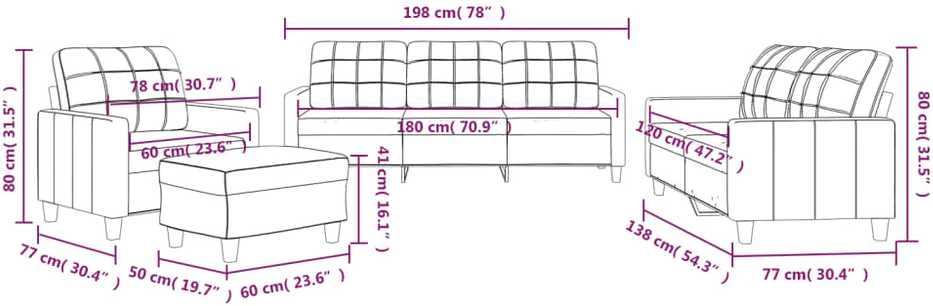 Sofa Sofos komplektas su pagalvėlėmis, 4 dalių, pilkas, dirbtinė oda