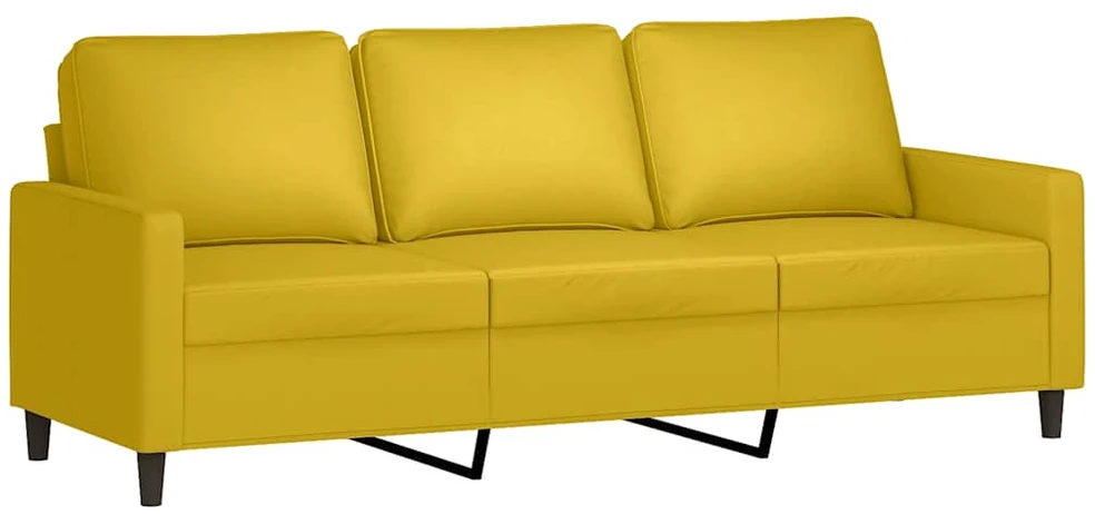 Sofa Sofos komplektas su pagalvėlėmis, 4 dalių, geltonas, aksomas