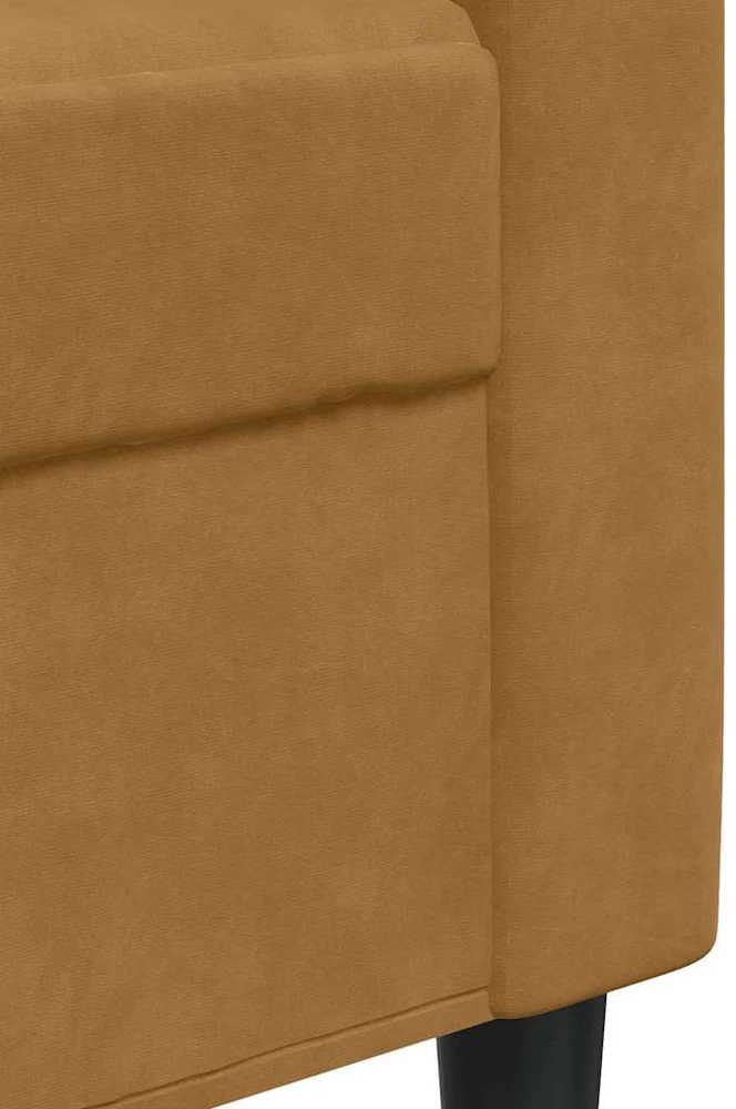 Sofa Sofos komplektas su pagalvėlėmis, 4 dalių, rudas, aksomas