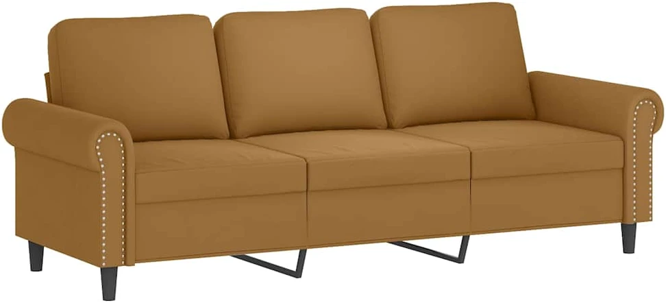 Sofa Sofos komplektas su pagalvėlėmis, 4 dalių, rudas, aksomas
