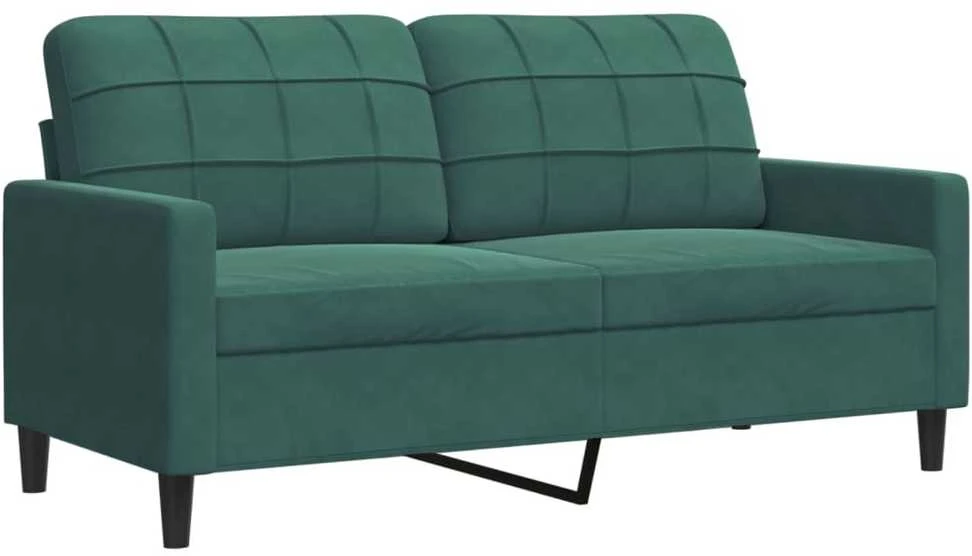 Sofa Sofos komplektas su pagalvėlėmis, 4 dalių, žalias, aksomas
