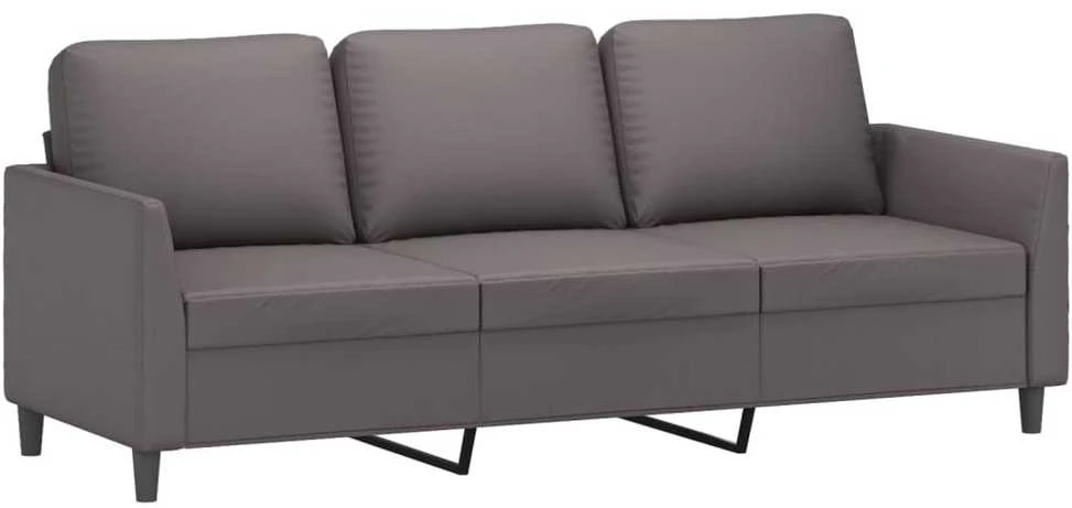 Sofa Sofos komplektas su pagalvėlėmis, 4 dalių, pilkas, dirbtinė oda