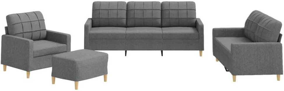 Sofa Sofos komplektas su pagalvėlėmis, 4 dalių, pilkas, audinys