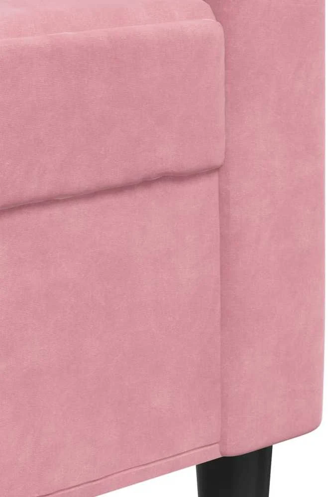 Sofa Sofos komplektas su pagalvėlėmis, 4 dalių, rožinis, aksomas