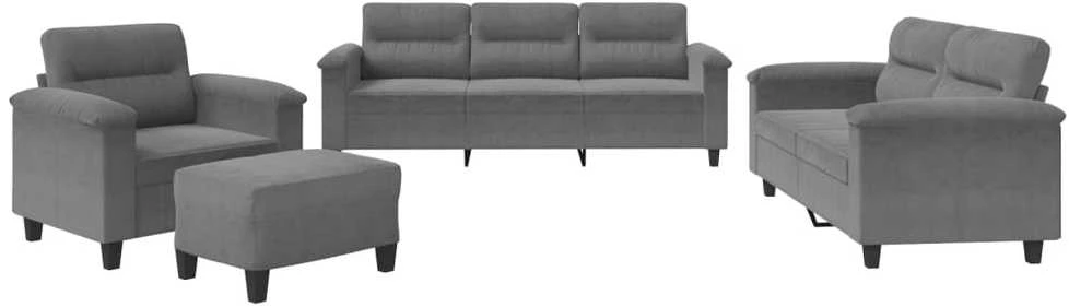 Sofa Sofos komplektas su pagalvėlėmis, 4 dalių, pilkas, audinys