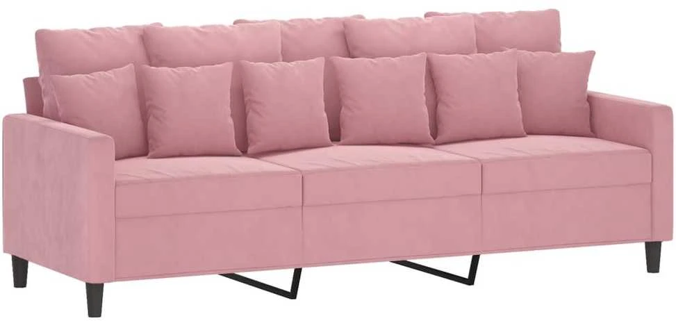 Sofa Sofos komplektas su pagalvėlėmis, 4 dalių, rožinis, aksomas