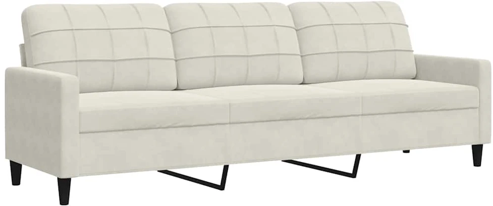 Sofa Sofos komplektas su pagalvėlėmis, 4 dalių, kreminis, aksomas