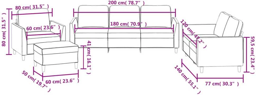 Sofa Sofos komplektas su pagalvėlėmis, 4 dalių, juodas, dirbtinė oda