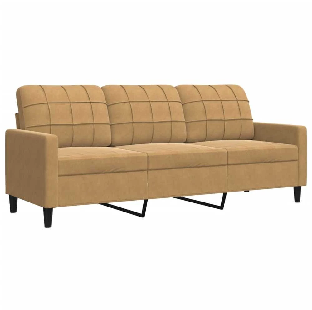 Sofa Sofos komplektas su pagalvėlėmis, 4 dalių, rudas, aksomas