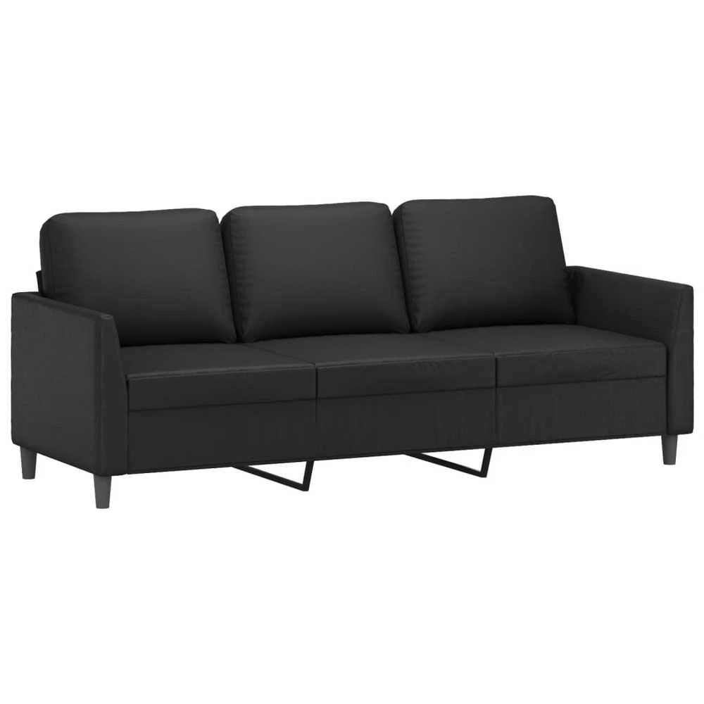 Sofa Sofos komplektas su pagalvėlėmis, 4 dalių, juodas, dirbtinė oda